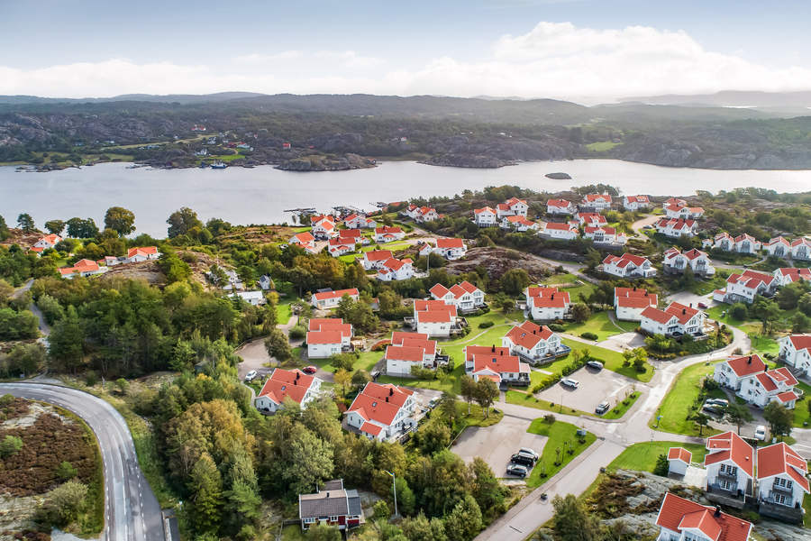 Eagle view direction east, facing the island Lyr and the Tången harbour